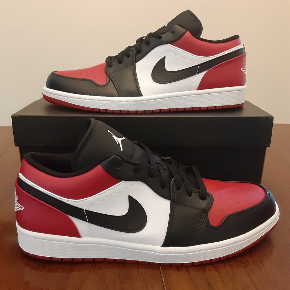 SIZE 11 - Nike Air Jordan 1 Low Bred Toe - 553558-612 - AUTHENTIC NEW!!